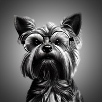 Yorkshire Terrier Funny Black and White Art Blank Card (Spexy Beast)