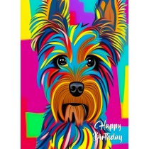 Yorkshire Terrier Dog Colourful Abstract Art Birthday Card