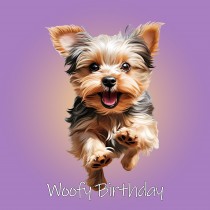 Yorkshire Terrier Dog Birthday Square Card (Running Art)