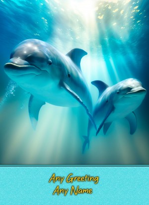 Personalised Dolphin Animal Greeting Card (Birthday, Fathers Day, Any Occasion)