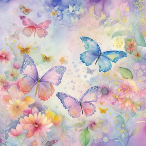 Pastel Butterfly Watercolour Square Blank Card 1
