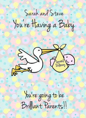 Personalised You're Having a Baby Pregnancy Card (Stork)