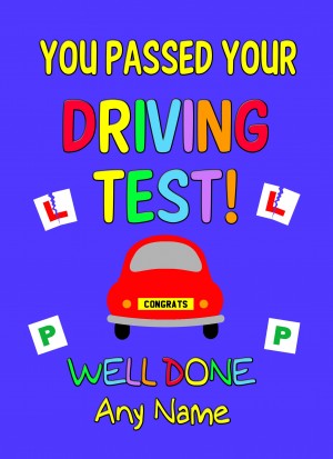 Personalised Passed Your Driving Test Card (Well Done, Blue)