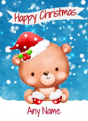 Personalised Christmas Card (Happy Christmas, Bear)