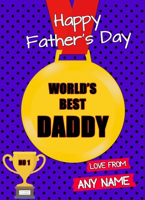 Personalised Fathers Day Card (Daddy, Medal)