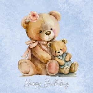 Cute Bear Art Square Birthday Card Design 1