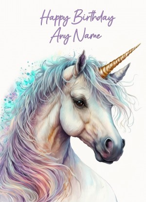Personalised Fantasy Unicorn Greeting Card (Birthday, Fathers Day, Any Occasion) Design 1