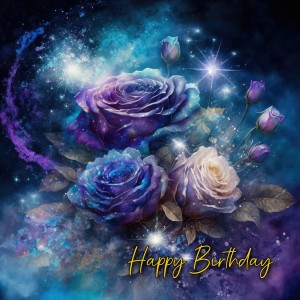 Rose Flower Fantasy Art Birthday Greeting Card