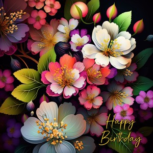 Flowers Art Birthday Card 1