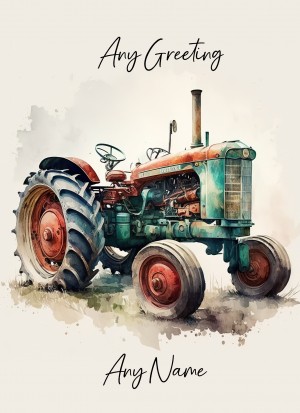 Personalised Tractor Art Greeting Card (Birthday, Fathers Day, Any Occasion) 2