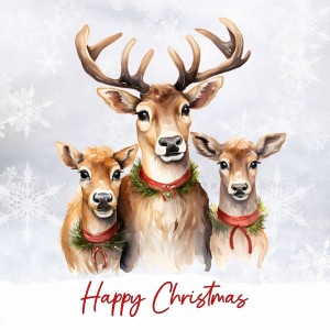 Christmas Animals Square Card (Reindeer)