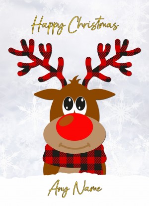Personalised Reindeer Cartoon Christmas Card (Design 2)