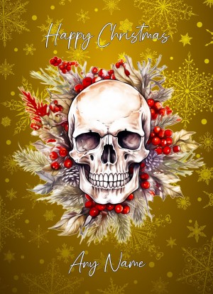 Personalised Gothic Fantasy Skull Art Christmas Card (Design 2)