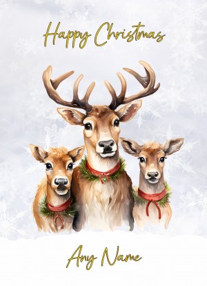 Personalised Reindeer Family Christmas Card