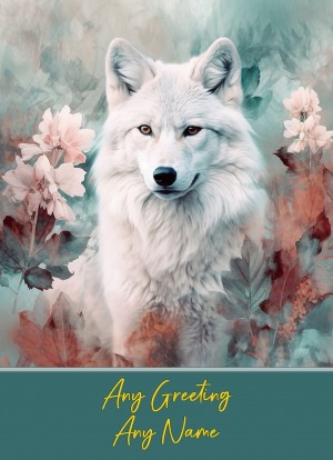 Personalised Fantasy Colourful Wolf Art Greeting Card (Design 2)