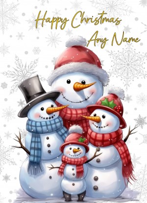 Personalised Snowman Art Greeting Card (Design 7)