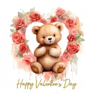 Valentines Day Square Greeting Card (Cuddly Bear, Design 2)