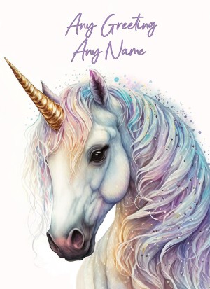 Personalised Fantasy Unicorn Greeting Card (Birthday, Fathers Day, Any Occasion) Design 2