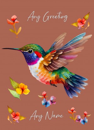 Personalised Hummingbird Art Greeting Card (Birthday, Fathers Day, Any Occasion) Design 2