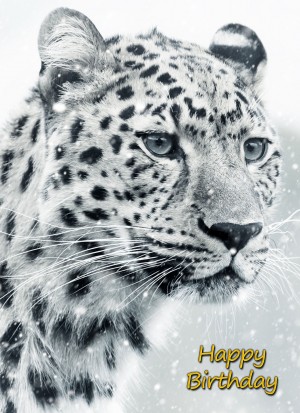 Snow Leopard Birthday Card