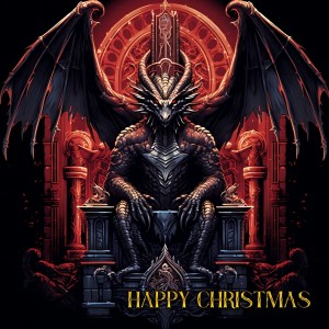 Gothic Fantasy Dragon Christmas Square Card (Design 2)
