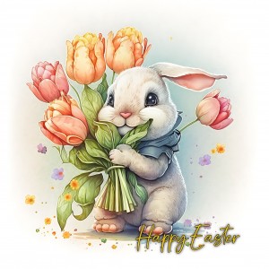 Bunny Rabbit Watercolour Easter Card 2