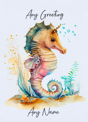Personalised Fantasy Seahorse Greeting Card (Birthday, Fathers Day, Any Occasion) Design 3