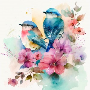 Robin Bird Watercolour Art Blank Greeting Card