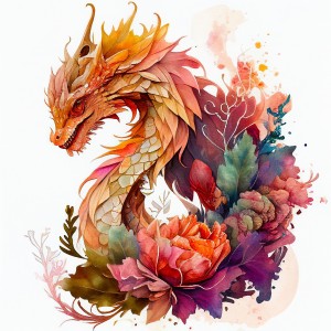 Dragon Watercolour Art Blank Greeting Card