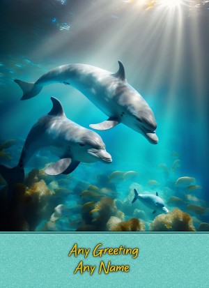 Personalised Dolphin Animal Greeting Card (Birthday, Fathers Day, Any Occasion)