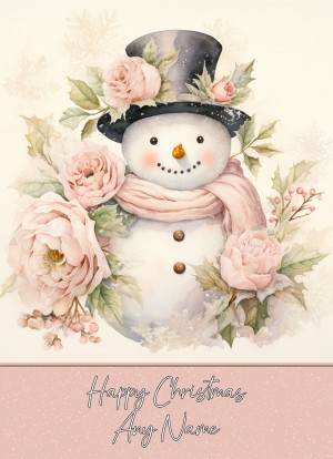 Personalised Snowman Art Christmas Card (Design 3)