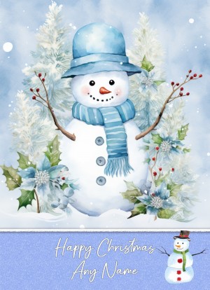 Personalised Snowman Art Greeting Card (Design 3)