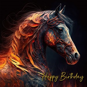 Fantasy Horse Square Birthday Card Design 3