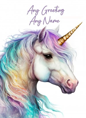 Personalised Fantasy Unicorn Greeting Card (Birthday, Fathers Day, Any Occasion) Design 3