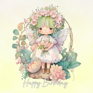Fairies Pixies Colourful Art Birthday Greeting Card