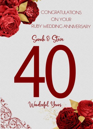 Personalised Ruby 40th Wedding Anniversary Card (Special Couple)