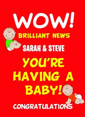 Personalised You're Having a Baby Pregnancy Card (Red)