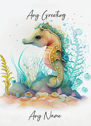 Personalised Fantasy Seahorse Greeting Card (Birthday, Fathers Day, Any Occasion) Design 4