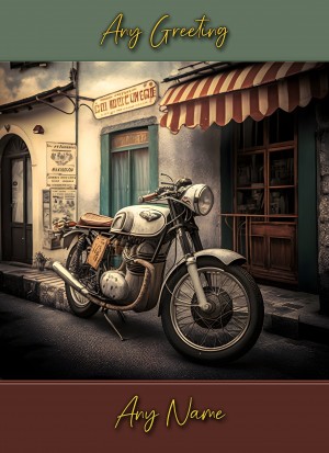 Personalised Vintage Classic Motorbike Greeting Card (Birthday, Fathers Day, Any Occasion) 4