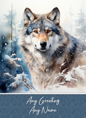 Personalised Fantasy Colourful Wolf Art Greeting Card (Design 8)