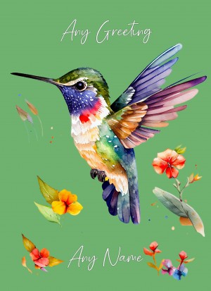 Personalised Hummingbird Art Greeting Card (Birthday, Fathers Day, Any Occasion) Design 4