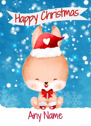 Personalised Christmas Card (Happy Christmas, Rabbit)