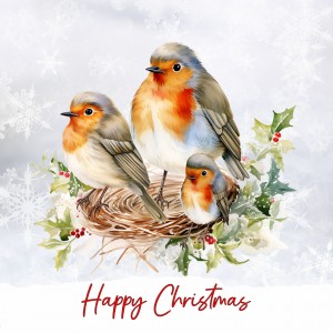 Christmas Animals Square Card (Robin)