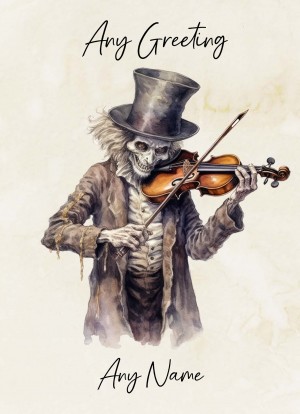 Personalised Victorian Musical Skeleton Greeting Card (Design 5)