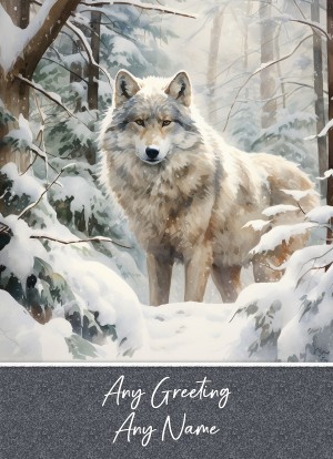 Personalised Fantasy Colourful Wolf Art Greeting Card (Design 9)