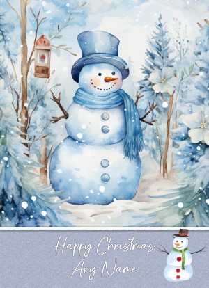 Personalised Snowman Art Greeting Card (Design 5)
