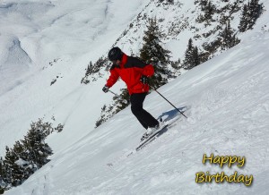 Skiing Birthday Card