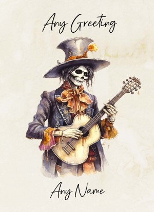 Personalised Victorian Musical Skeleton Greeting Card (Design 6)
