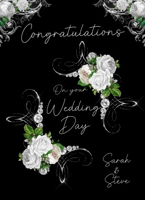 Personalised Wedding Congratulations Card (Black)
