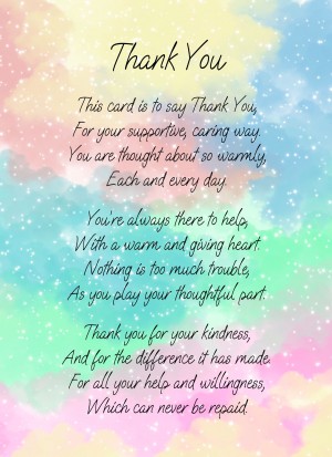 Thank You Poem Verse Greeting Card (Colour)